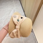 Chanel Bow Thick Woven Pot Hat Straw Hat