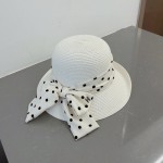 CHANEL socialite straw hat, polka dot hat