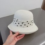CHANEL socialite straw hat, polka dot hat