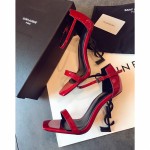 【Saint Laurent】YSL Saint Laurent logo with high-heeled sandals Paris runway models