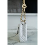 𝗖𝗛𝗔𝗡𝗘𝗟✦23𝑪 Early Spring Resort Collection Bright crinkled calfskin and gold metal Wave bag small white