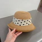 CHANEL socialite straw hat, polka dot hat