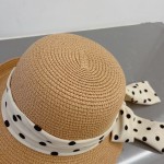 CHANEL socialite straw hat, polka dot hat