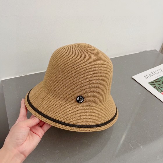 CHANEL straw hat, striped color block hat