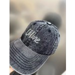 CELINE New Washed and Distressed Denim Baseball Cap