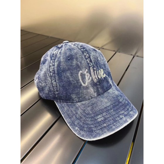 CELINE New Washed and Distressed Denim Baseball Cap