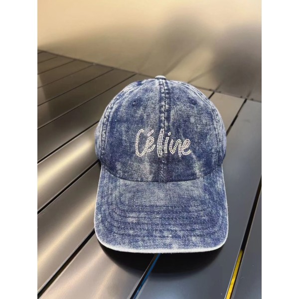 CELINE New Washed and Distressed Denim Baseball Cap