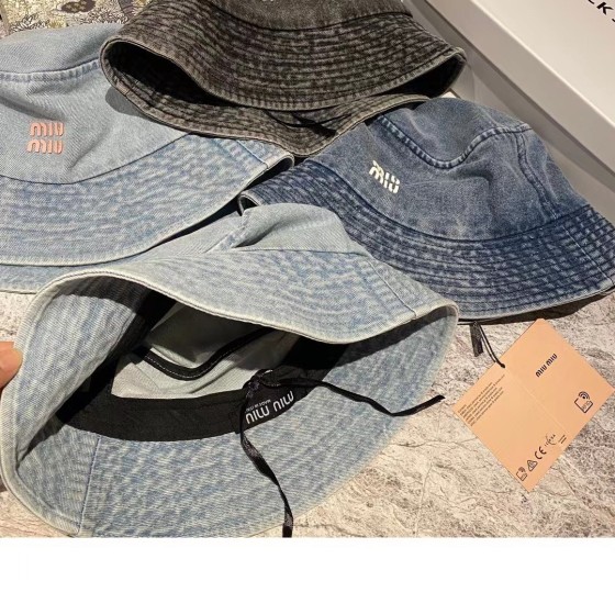 MIU MIU New Washed Denim Bucket Hat