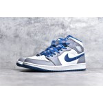 Air Jordan 1 MiD Grey White Blue