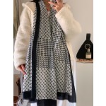 𝐂𝐡𝐚𝐧𝐞𝐥 【Houndstooth Double C Logo】Cashmere Printed Square Scarf