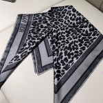 𝐃𝐢𝐨𝐫 ·《Leopard Print Square Scarf》 Gold 100% Silk