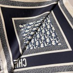 𝐃𝐢𝐨𝐫 ·《Bookmark Square Scarf》Navy Blue 100% Silk