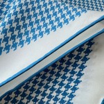 𝐃𝐢𝐨𝐫 ·"Houndstooth Square Scarf" Blue 100% Silk