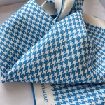 𝐃𝐢𝐨𝐫 ·"Houndstooth Square Scarf" Blue 100% Silk