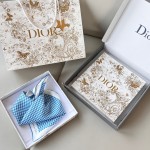 𝐃𝐢𝐨𝐫 ·"Houndstooth Square Scarf" Blue 100% Silk