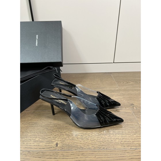 𝙎𝙖𝙞𝙣𝙩 𝙇𝙖𝙪𝙧𝙚𝙣𝙩 | 𝟐𝟎𝟐𝟐/𝐒𝐒 𝐧𝐞𝐰 YSL｜Runway models Saint Laurent high heels pvc film with patent leather pleated design
