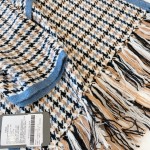 Loro piano houndstooth cashmere scarf denim blue