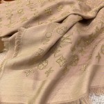 𝐋𝐨𝐮𝐢𝐬 𝐯𝐮𝐢𝐭𝐭𝐨𝐧 "MORE MONOGRAM Nailed Shawl" Champagne gold silk wool material