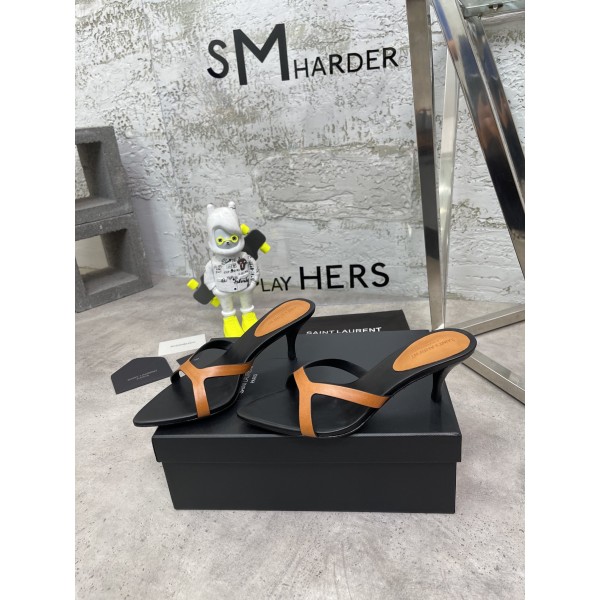 𝙎𝙖𝙞𝙣𝙩 𝙇𝙖𝙪𝙧𝙚𝙣𝙩 | 𝟐𝟎𝟐𝟐/𝐒𝐒 𝐧𝐞𝐰 YSL｜Early spring hot ysl high heel slippers Italian leather bottom