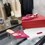 【Valentino】Valentino Rose Leather Buckle 4.5cm Mule Slippers