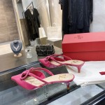 【Valentino】Valentino Rose Leather Buckle 4.5cm Mule Slippers