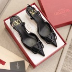 【Valentino】Valentino highest version of kitten heel sandals custom original top calfskin