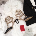 【Valentino】Valentino Valentino top version matte black 3 straps 6.5cm high heels