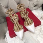 【Valentino】Valentino Valentino top version matte white 3 strap 6.5cm high heels