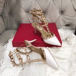 【Valentino】Valentino Valentino top version matte white 3 strap 6.5cm high heels