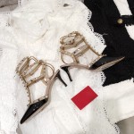 【Valentino】Valentino Valentino top version black patent leather 3 strap 6.5cm high heels