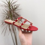 【Valentino】Valentino top version matte red 3 strap flat slippers