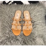 【Valentino】Valentino top version matte orange 3 strap flat slippers
