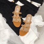 【Valentino】Valentino top version matte orange 3 strap flat slippers