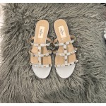 【Valentino】Valentino Top Edition Matte Grey 3 Strap Flat Slippers