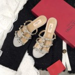 【Valentino】Valentino Top Edition Matte Grey 3 Strap Flat Slippers