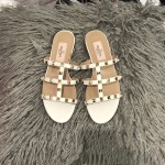 【Valentino】Valentino top version matte white 3 strap flat slippers