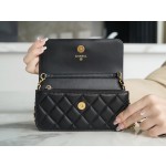 𝗖𝗛𝗔𝗡𝗘𝗟✦𝟮𝟯𝗖 Metal Ball Phone Bag Black