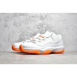 Air Jordan 11 White Orange Low Top Basketball Shoes