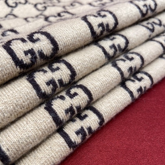 GUCCI Double-sided wool scarf 100% wool