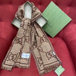 GUCCI Double-sided three-dimensional jacquard scarf 100% wool