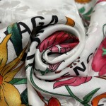 𝐆𝐔𝐂𝐂𝐈 𝐗 𝐁𝐀𝐋𝐄𝐍𝐂𝐈𝐀𝐆𝐀 joint model Balenciaga twill twill with floral pattern on ivory white background 100% mulberry silk