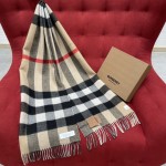 Burberry Reversible Check Fringed Cashmere Scarf 100% Cashmere