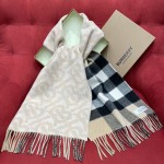 Burberry Reversible Check Fringed Cashmere Scarf 100% Cashmere
