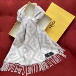 𝐅𝐞𝐧𝐝𝐢 Double-sided Cashmere Scarf with Big Tassel and Big Logo 100% Cashmere