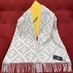 𝐅𝐞𝐧𝐝𝐢 Double-sided Cashmere Scarf with Big Tassel and Big Logo 100% Cashmere