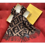 𝐅𝐞𝐧𝐝𝐢 Double-sided Cashmere Scarf with Big Tassel and Big Logo 100% Cashmere