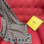 𝐅𝐞𝐧𝐝𝐢 Sand-washed twill silk three-dimensional jacquard square scarf 100% three-dimensional twill silk