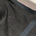 𝐋𝐨𝐫𝐨 𝐩𝐢𝐚𝐧𝐚 Ring Fleece Scarf "Forest" Charcoal Gray Blue 100% Cashmere