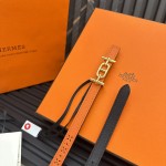 Reversible belt in Hermes Swift and perforated Epsom calfskin