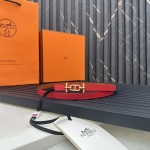 Reversible belt in Hermes Swift and perforated Epsom calfskin